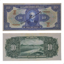 Cédula R-110D 10 Mil Réis 1942 C/ Leves Manchas Autografada: número, estampa e série separados SOB