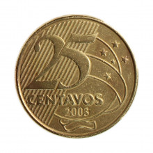 Moeda V-523 25 Centavos 2003  MBC+   Aço R Bronze  Ø25mm 7,5gr.