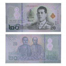 Cédula P#135d 20 Bahts 2018 Polímero Tailândia Ásia FE