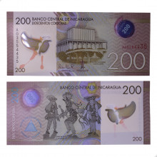Cédula P#213a 200 Córdobas 2014 Polímero Nicarágua América FE