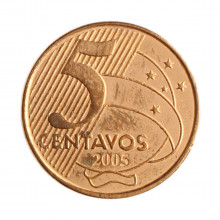 Moeda V-471 5 Centavos 2005 MBC+ Aço R Cobre Ø22mm 4,1gr.