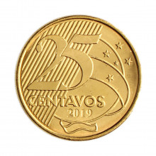 Moeda V-539 25 Centavos 2019 FC Aço R Bronze Ø25mm 7,5gr.