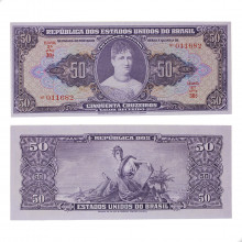 Cédula C-089 50 Cruzeiros 1949 Escassa O Autógrafo Apagou SOB/FE