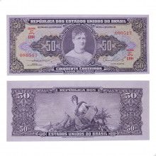 Cédula C-090 50 Cruzeiros 1954 Escassa SOB/FE