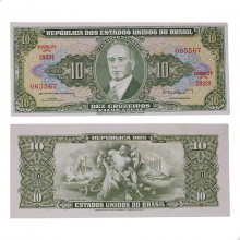 Cédula C-082 10 Cruzeiros 1962 C/ Mancha SOB/FE