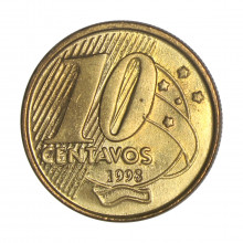 Moeda V-491 10 Centavos 1998 SOB Aço R Bronze  Ø20mm 4,8gr.