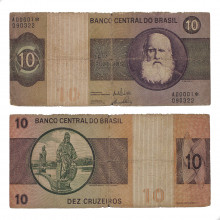 Cédula C-137a 10 Cruzeiro 1970 Série 00001 *A UTG
