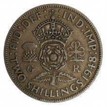 Km#883 2 Shillings 1948 MBC Reino Unido Europa