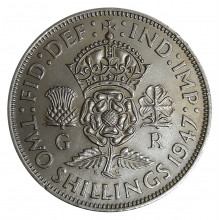 Km#883 2 Shillings 1947 MBC Reino Unido Europa