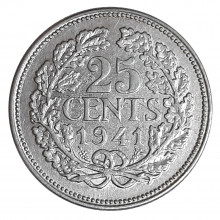 Km#164 25 Cents 1941 MBC+ Holanda Europa