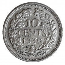 Km#163 10 Cents 1938 MBC+ Holanda Europa