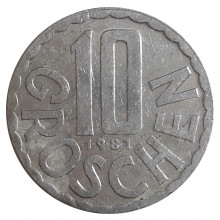 KM#2878 10 Groschen 1981 SOB Áustria Europa