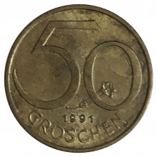 KM#2885 50 Groschen 1991 MBC Áustria Europa