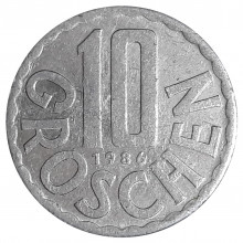 KM#2878 10 Groschen 1986 SOB Áustria Europa