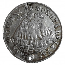 Medalha de Prata 1853 Bolívia América C/ Peq. Furo