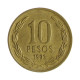 Km#228.2 10 Pesos 1993 SO MBC Chile  América  Cobre-alumínio-níquel 21(mm) 3.5(gr)