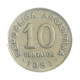 Km#47a 10 Centavos 1952 MBC+ Argentina América Aço com revestimento de níquel 19(mm) 3(gr)