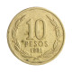 Moeda KM#218 10 Pesos 1981 SO MBC Chile América Latão R Níquel Ø21mm 3,5gr.