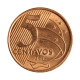 Moeda V-482 5 Centavos 2016 SOB/FC  Aço R Cobre Ø22mm 4,1gr.